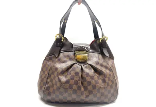 Louis Vuitton LV Damier Ebene Sistina GM Red Flap Shoulder Bag